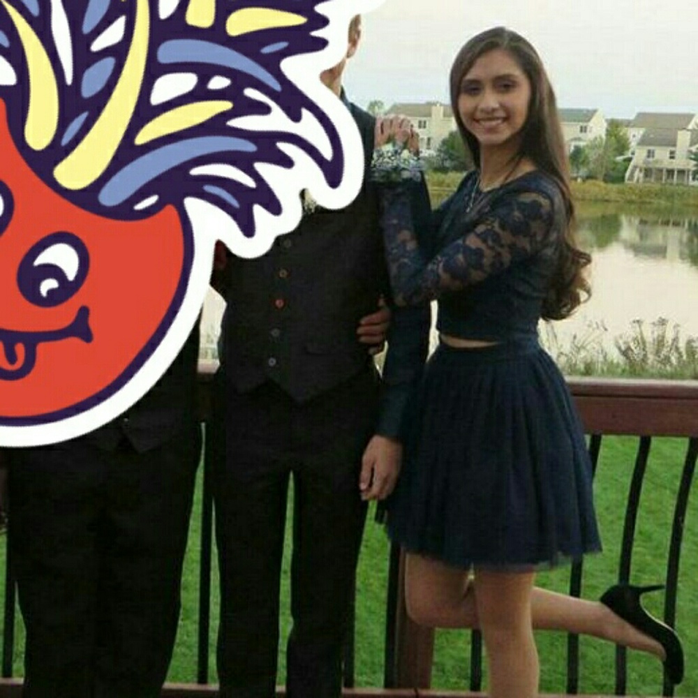 Blue 2 Piece Homecoming Dress
